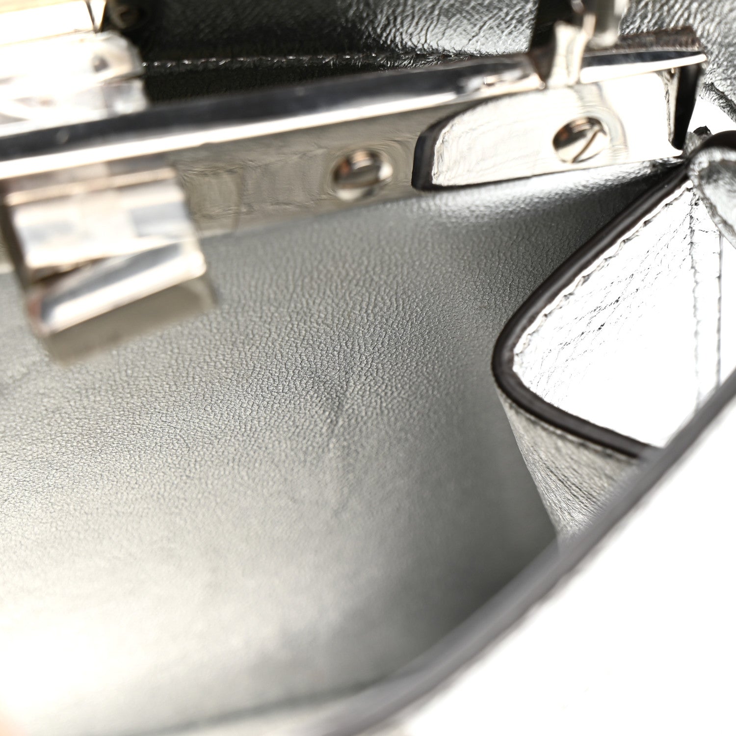 Fendi Metallic Karung Petite Peekaboo I SEE U Satchel Argento 14 of 15