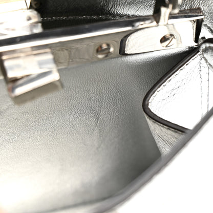 Fendi Metallic Karung Petite Peekaboo I SEE U Satchel Argento 14 of 15
