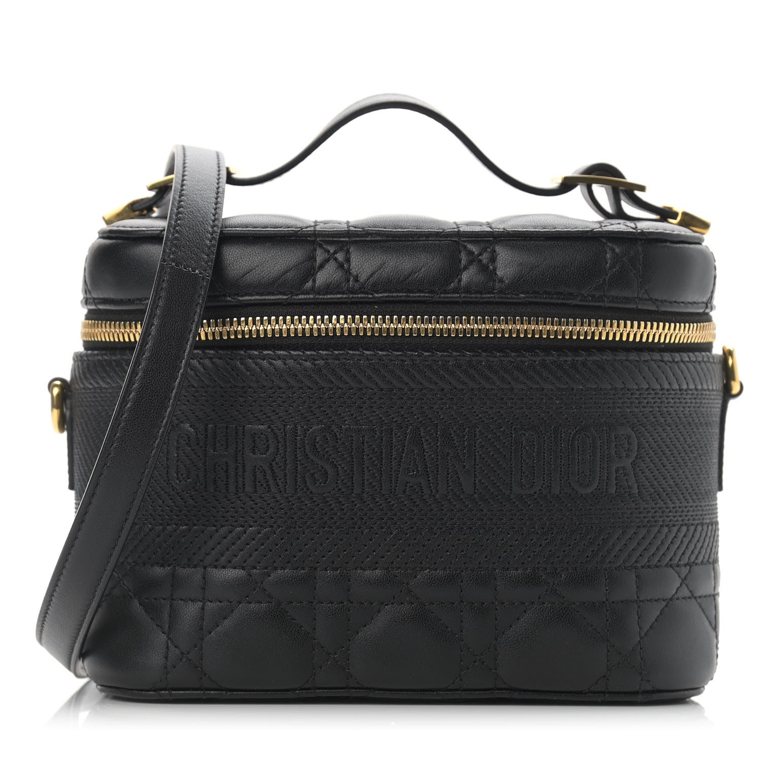 Christian Dior Lambskin Cannage Small Diortravel Vanity Case Black 1 of 10