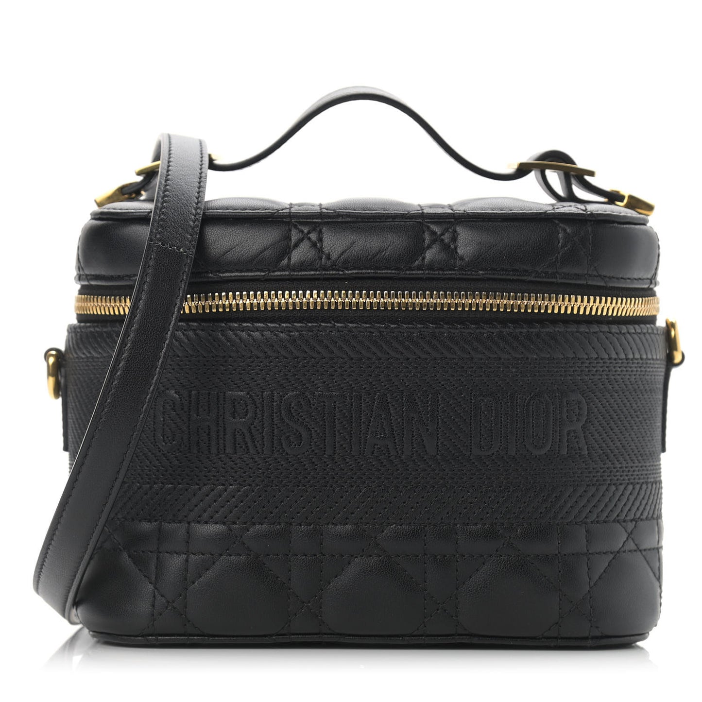 Lambskin Cannage Small Diortravel Vanity Case Black