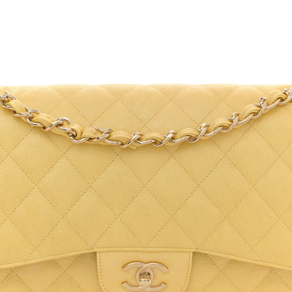 Chanel Iridescent Caviar Quilted Jumbo Double Flap Jaune Yellow 8 of 10