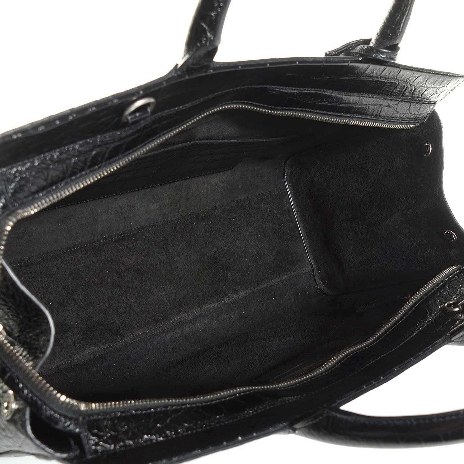 Saint Laurent Crocodile Embossed Medium Cabas Rive Gauche Black 5 of 10