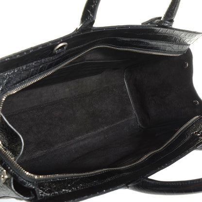 Saint Laurent Crocodile Embossed Medium Cabas Rive Gauche Black 5 of 10