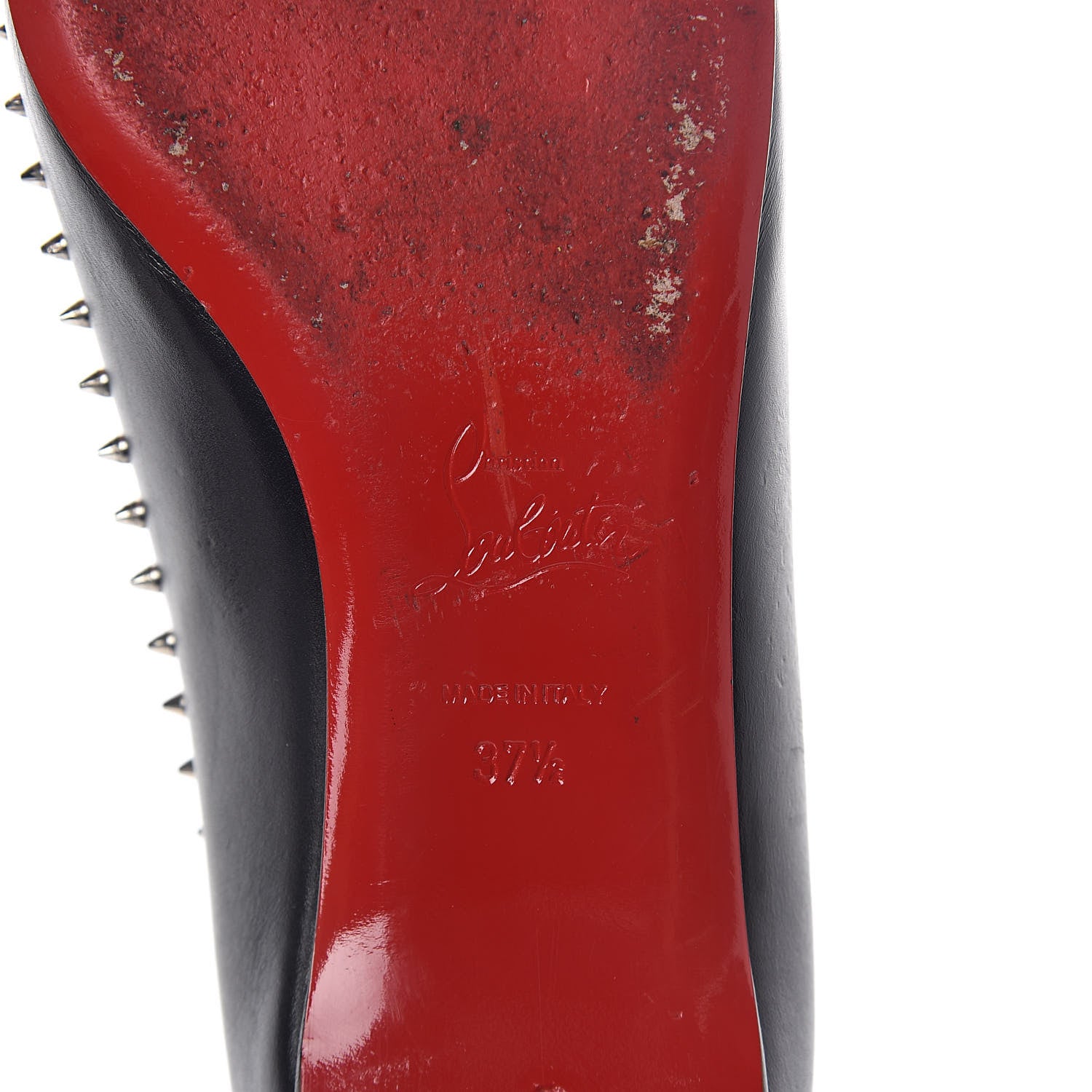 Christian Louboutin Shiny Calfskin Anjalina Flats 37.5 Black 6 of 7