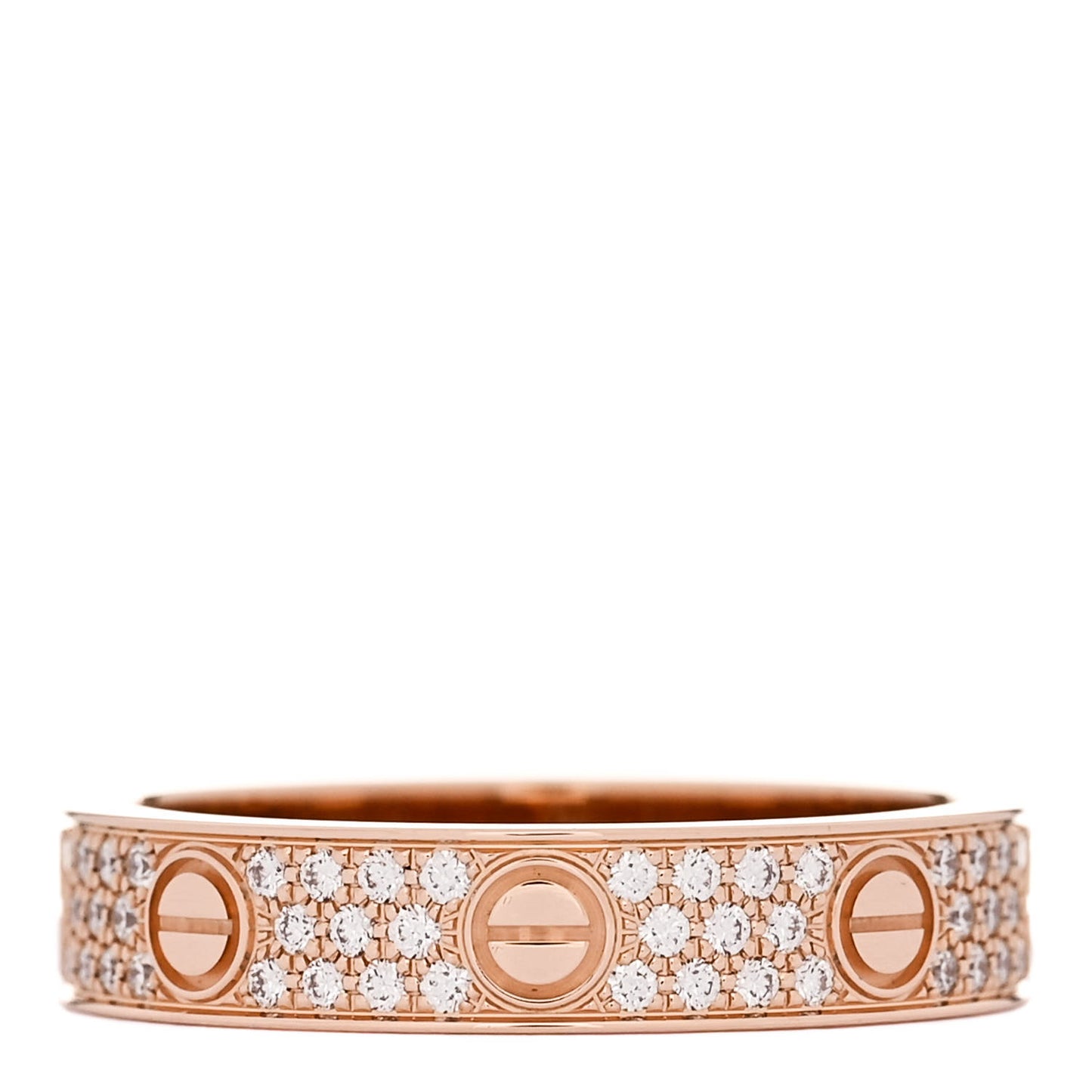 18K Pink Gold Diamond 4mm LOVE Wedding Paved Band Ring 51 5.75