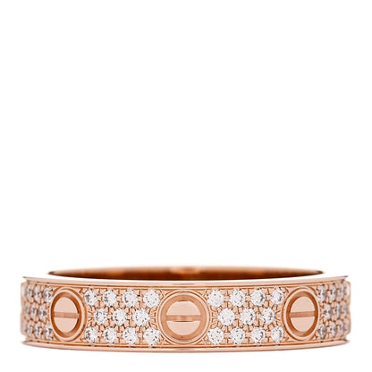 Cartier 18K Pink Gold Diamond 4mm LOVE Wedding Paved Band Ring 51 5.75 3 of 5