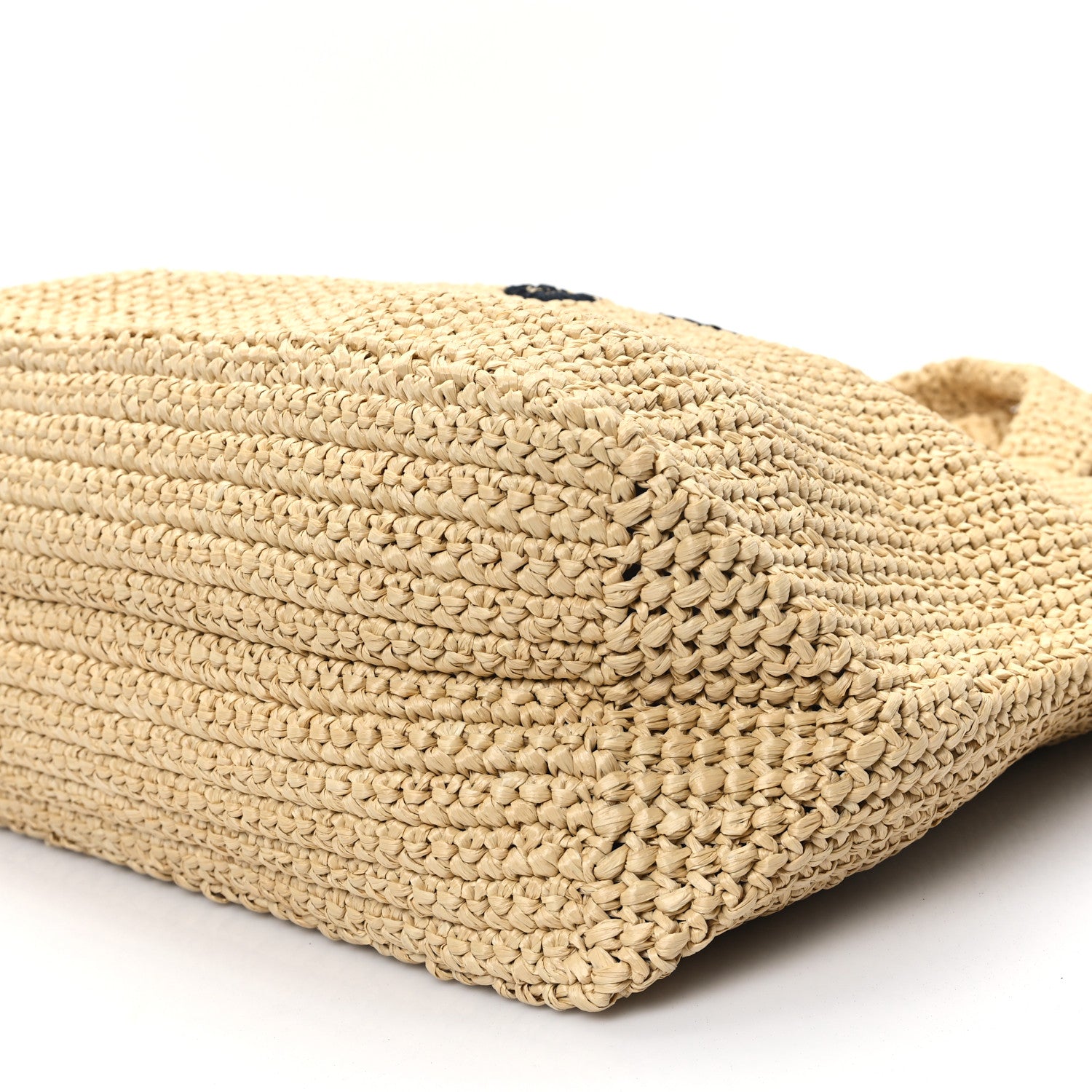 Prada Yarn Raffia Effect Crochet Embroidered Logo Tote Naturale 9 of 11