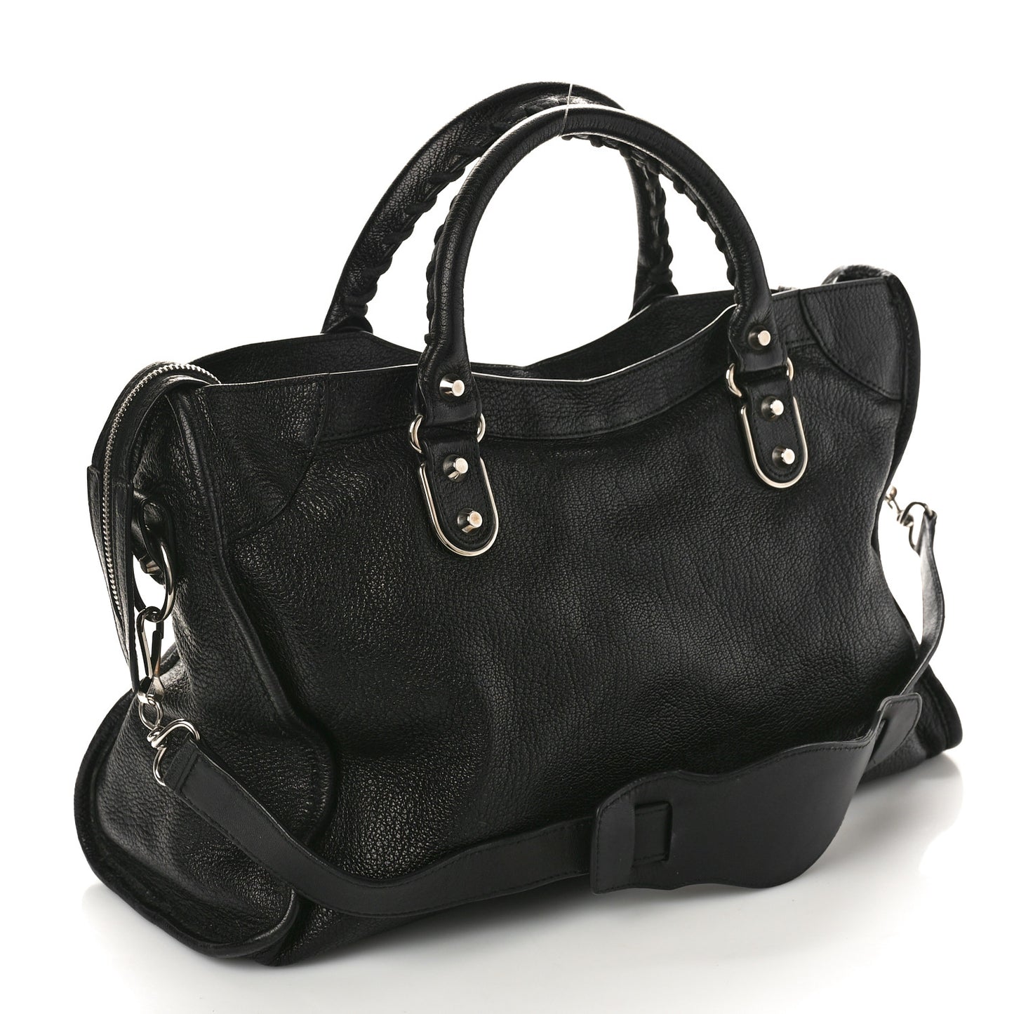 Chevre Silver Metallic Edge Hardware City Black