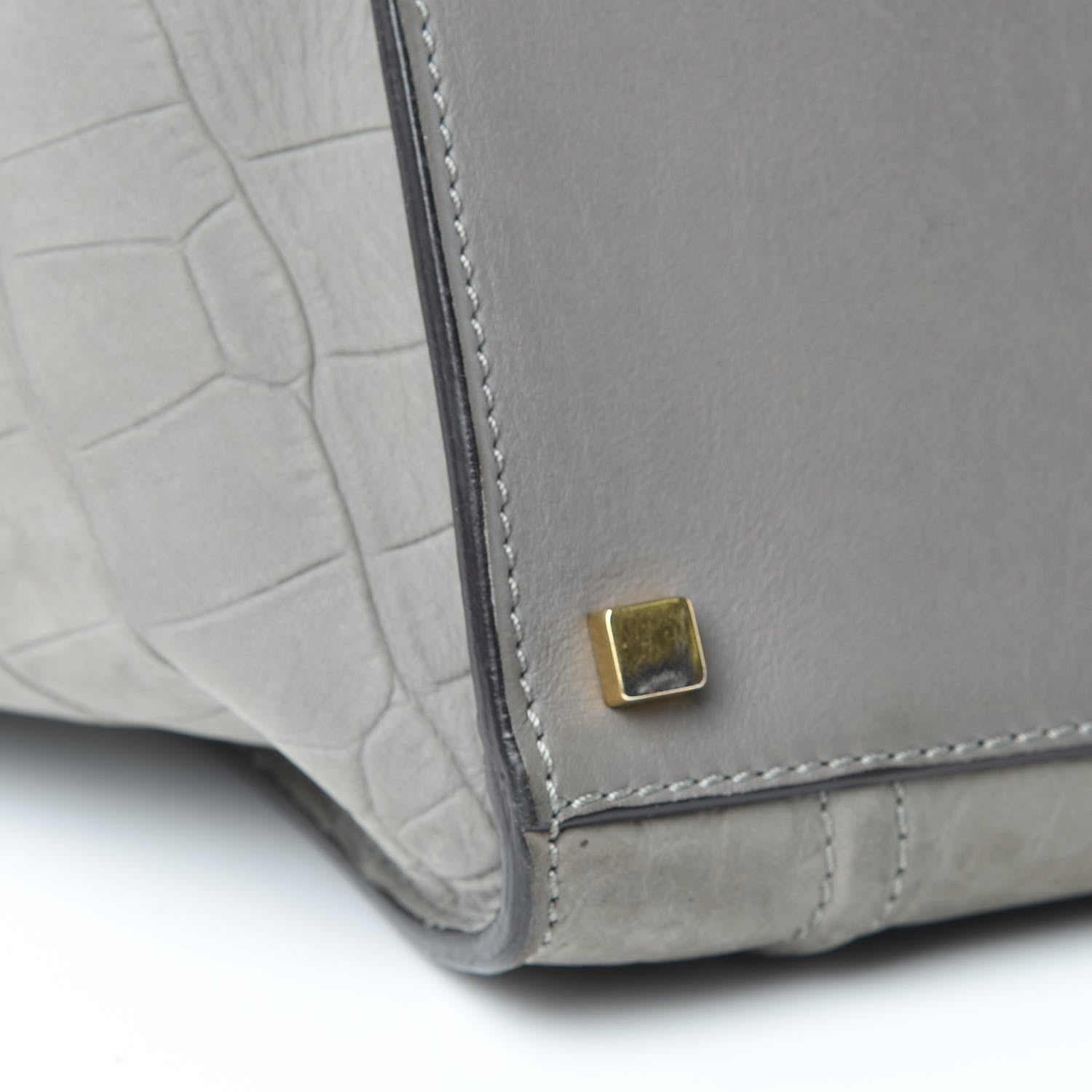Celine Crocodile Embossed Nubuck Medium Phantom Luggage Grey 15 of 24