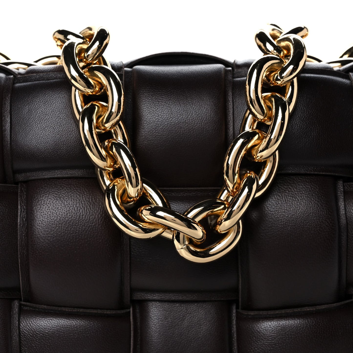Lambskin Maxi Intreccio Padded Chain Cassette Crossbody Bag Black