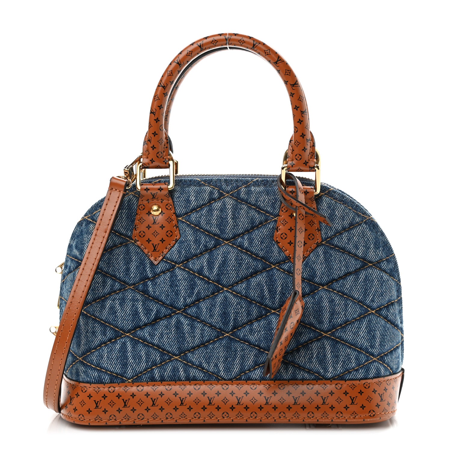 Louis Vuitton Denim Calfskin Reverse Monogram Malletage Alma BB Blue 1 of 9