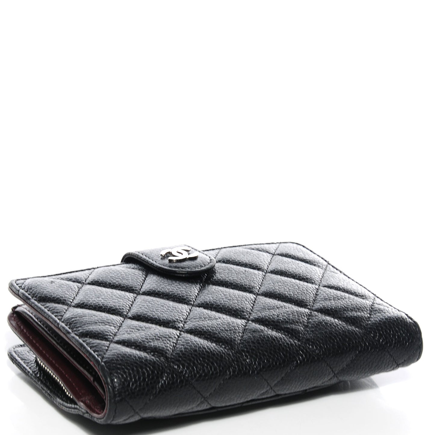 Caviar Quilted Large Zip Wallet Black