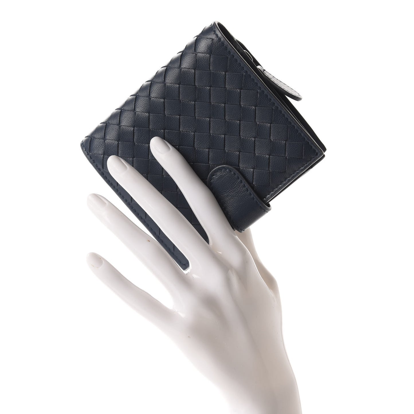 Nappa Intrecciato Mini Wallet Dark Blue