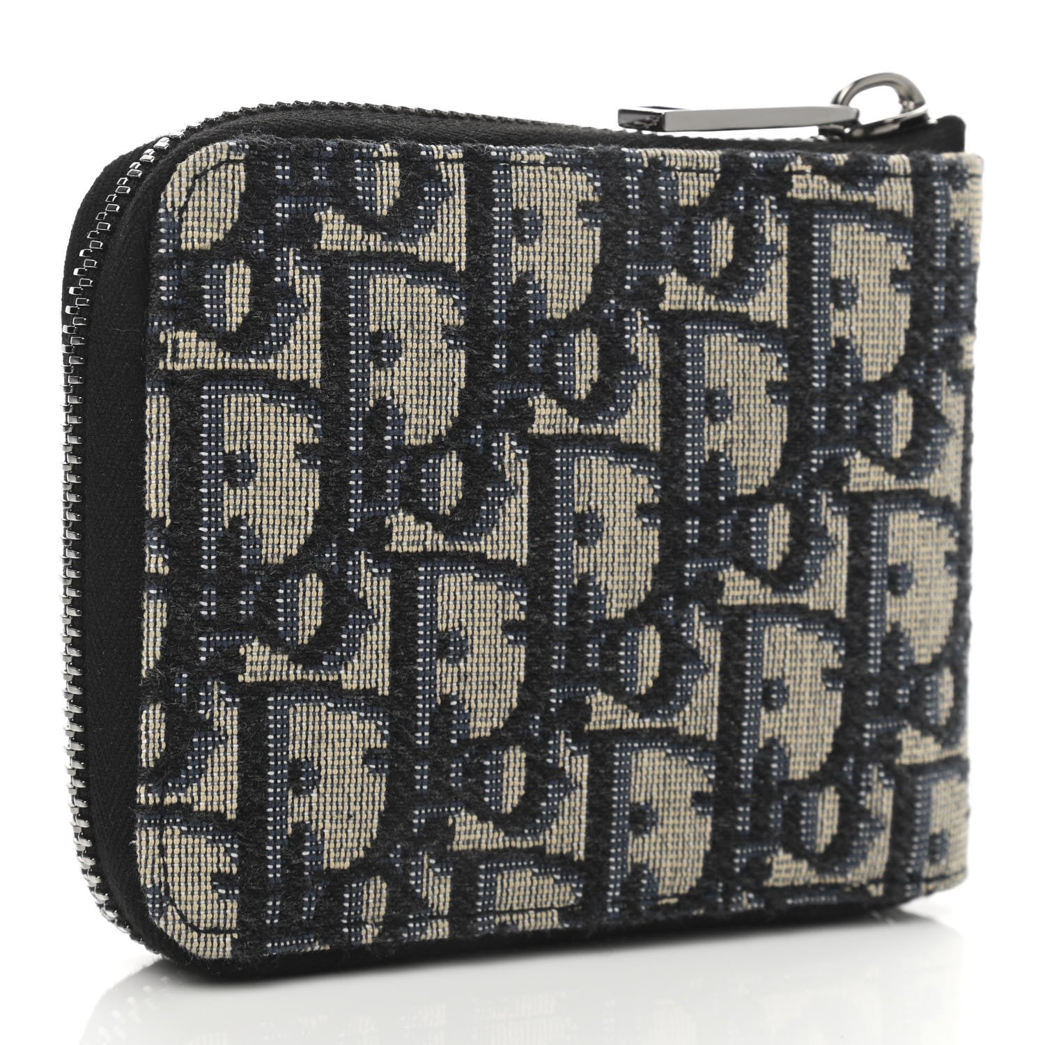 Christian Dior X KENNY SCHARF Oblique Canvas Embroidered Patches Compact Zipped Wallet Charcoal 3 of 6