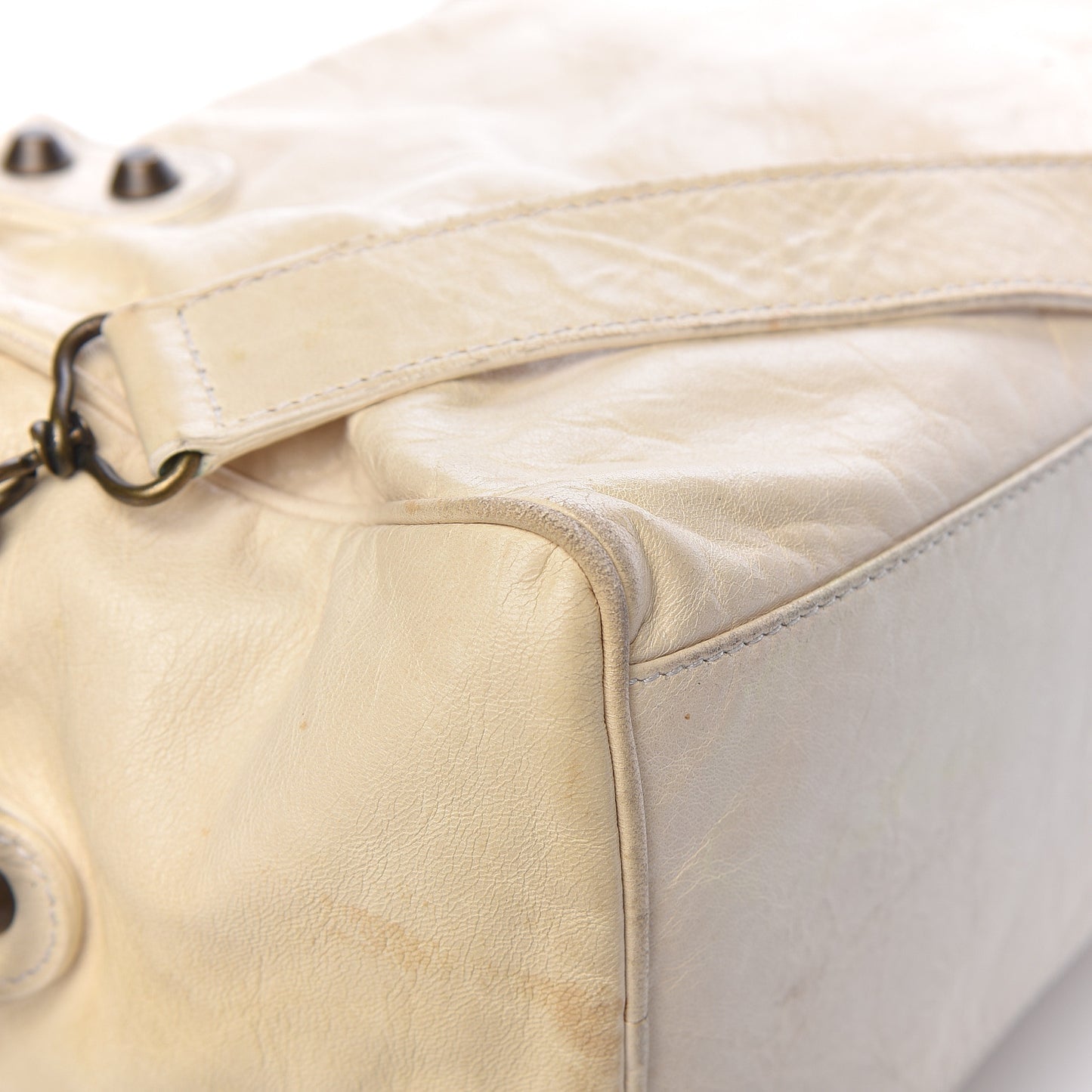 Agneau Classic Hardware Box Bag White
