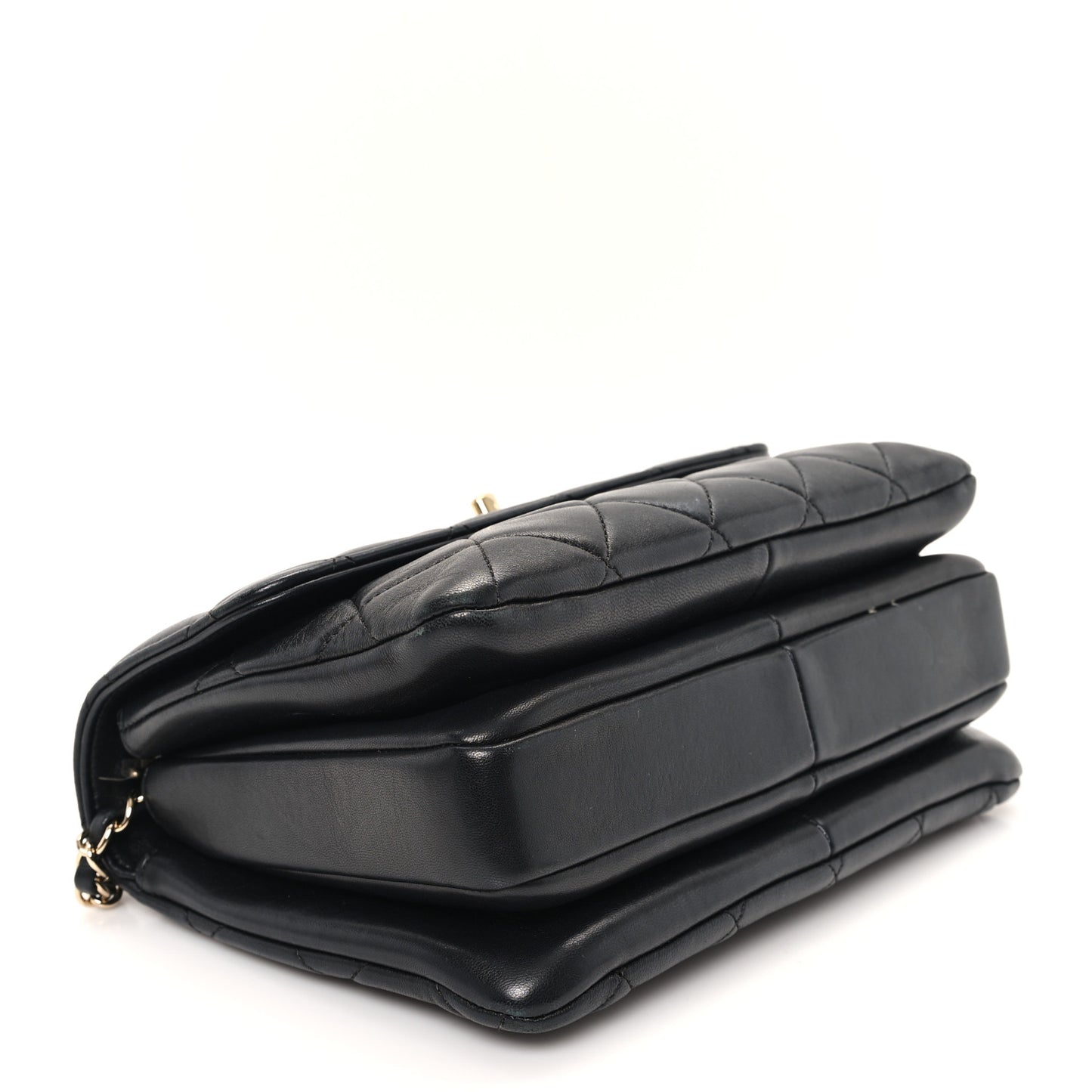 Lambskin Quilted Small Trendy CC Dual Handle Flap Bag Black