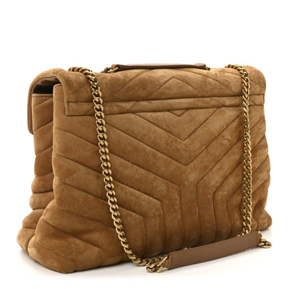 Saint Laurent Suede Y Quilted Monogram Medium Loulou Chain Satchel Cinnamon 3 of 9