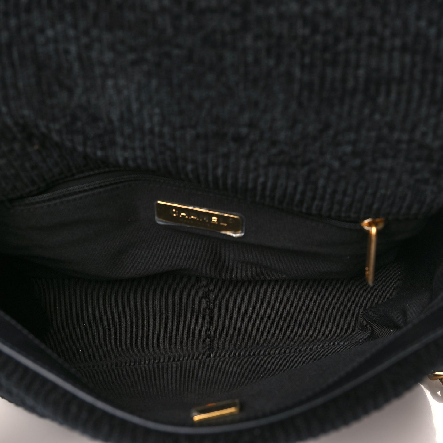 Corduroy Quilted Medium Chanel 19 Flap Black