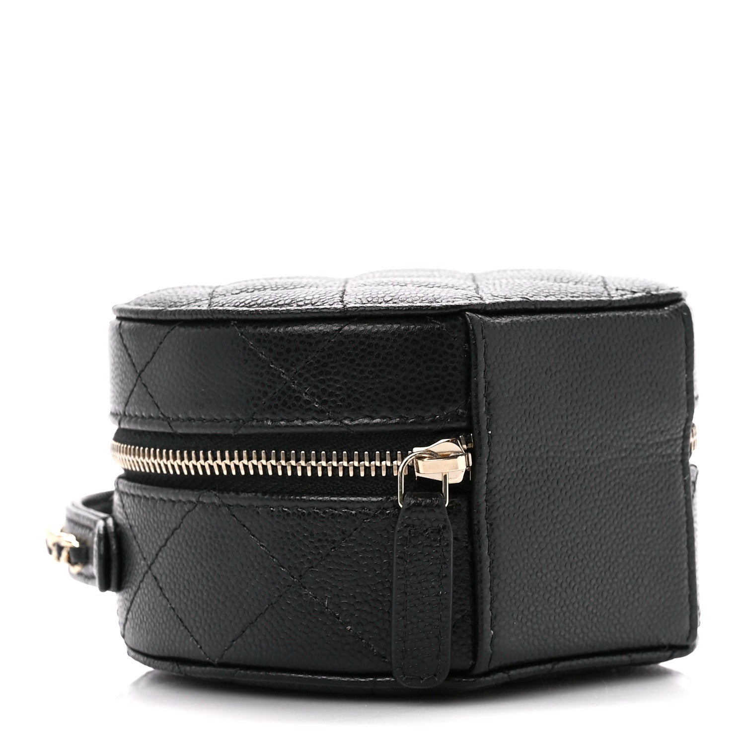 Chanel Caviar Quilted Round Top Handle Jewelry Case With Chain Black 4 of 13