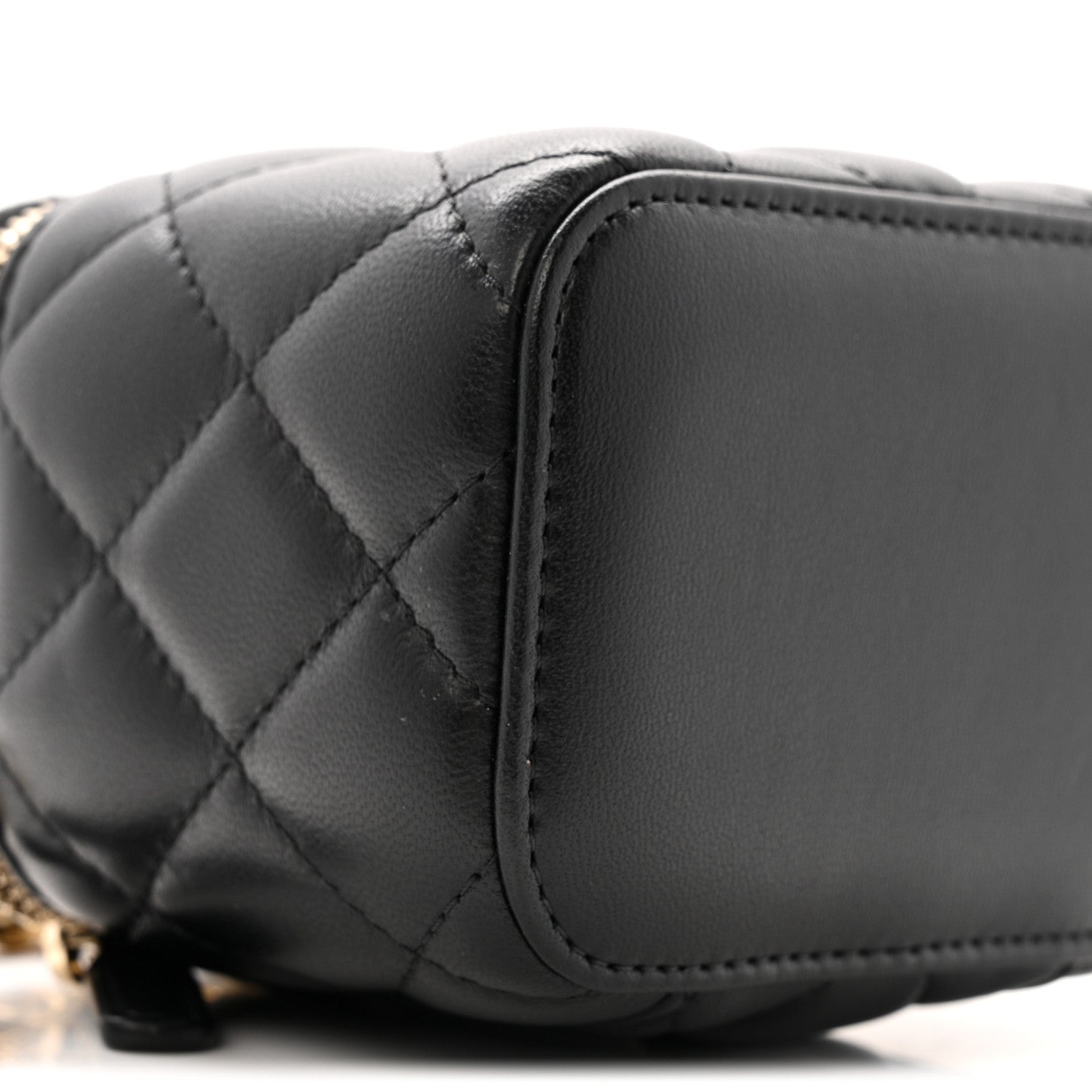 Chanel Lambskin Quilted Mini Pearl Crush Vanity Case With Chain Black 9 of 11