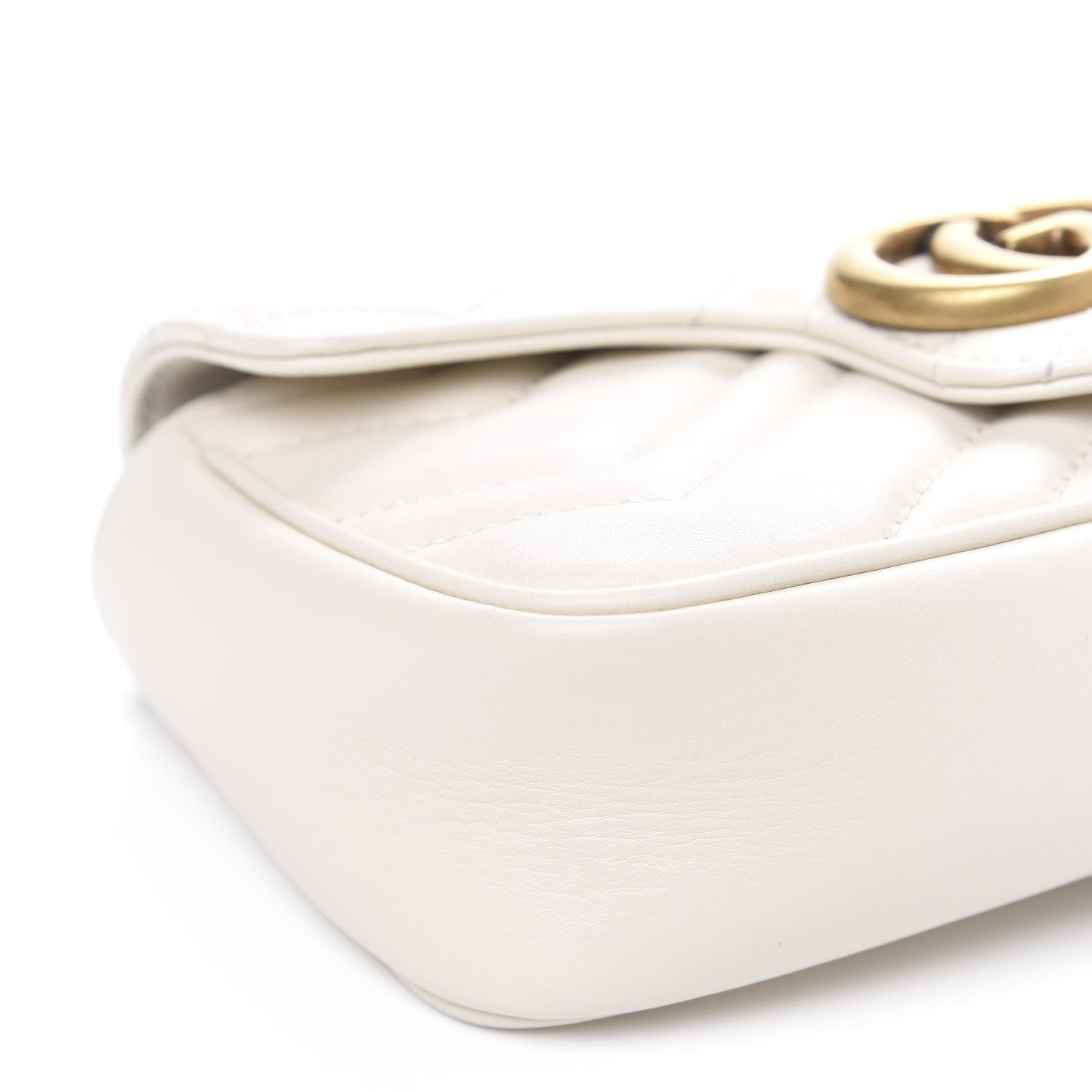 Gucci Calfskin Matelasse Super Mini GG Marmont Shoulder Bag White 7 of 10