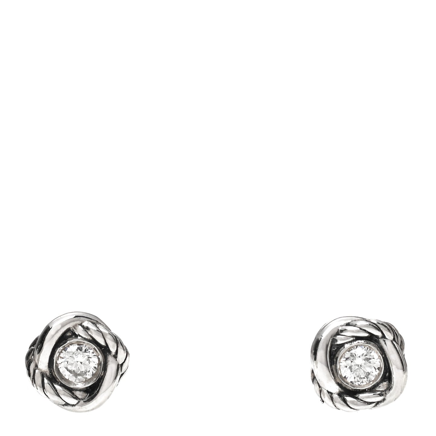 Sterling Silver Diamond 7mm Infinity Stud Earrings