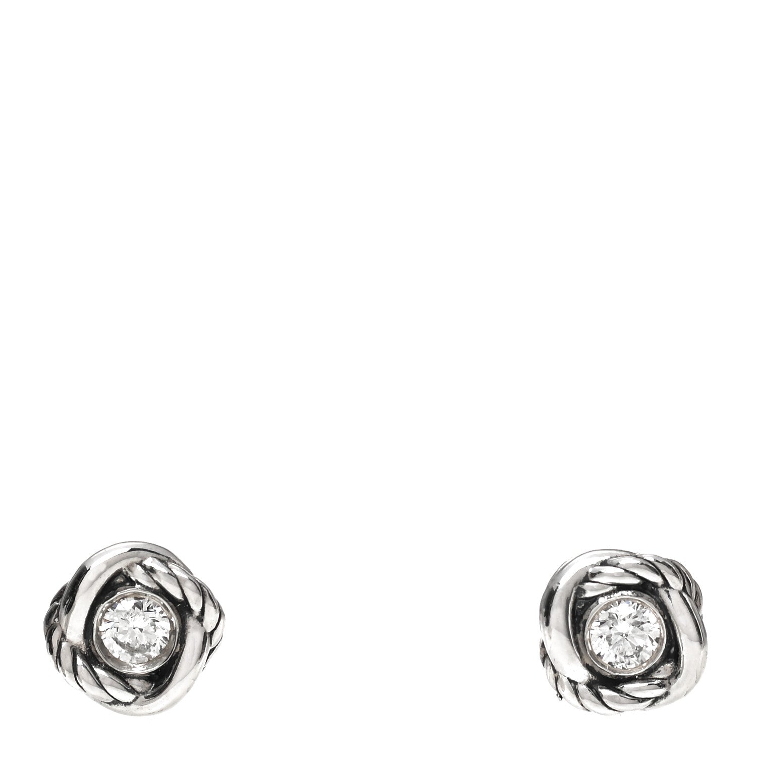 David Yurman Sterling Silver Diamond 7mm Infinity Stud Earrings 1 of 5