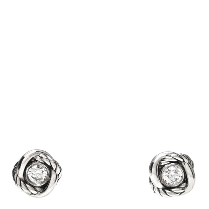 David Yurman Sterling Silver Diamond 7mm Infinity Stud Earrings 1 of 5