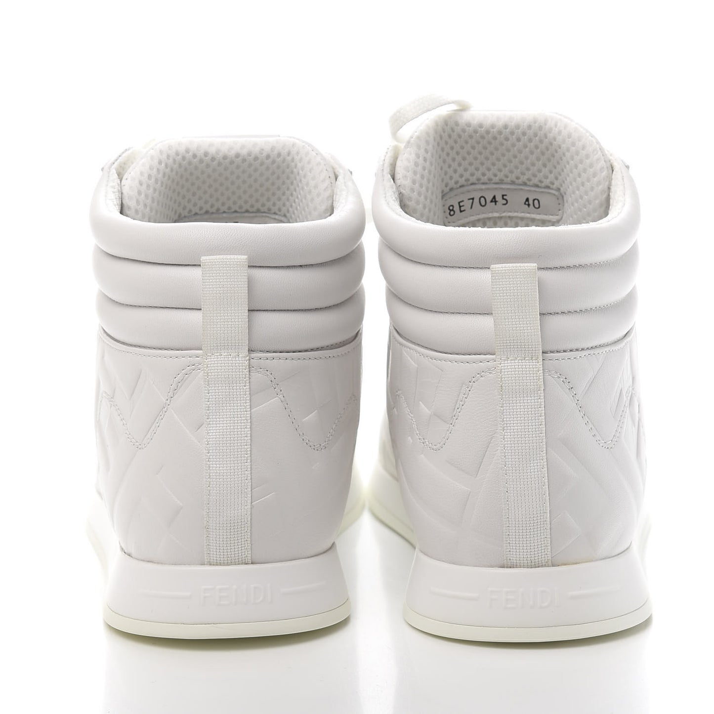 Nappa Macro FF Embossed Womens High Top Sneakers 40 White Ice