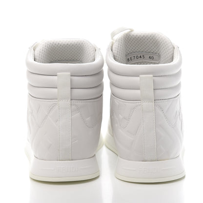 Fendi Nappa Macro FF Embossed Womens High Top Sneakers 40 White Ice 5 of 10