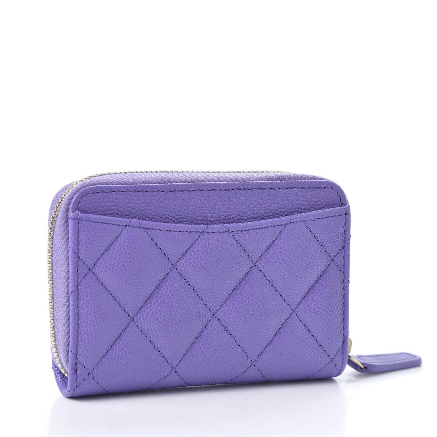 Caviar Quilted Zip Around Coin Purse Wallet Purple