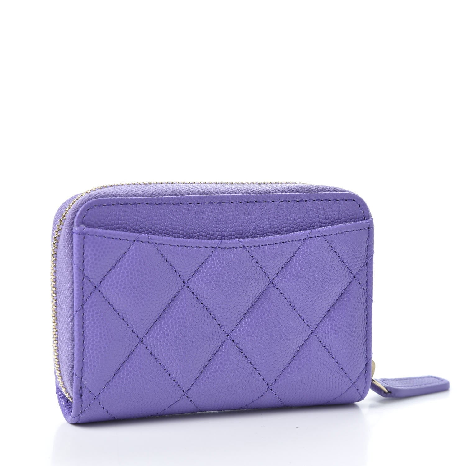 Chanel Caviar Quilted Zip Around Coin Purse Wallet Purple 2 of 8