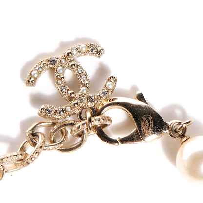 Chanel Swarovski Crystal Camellia Pearl CC Bracelet Gold 4 of 5