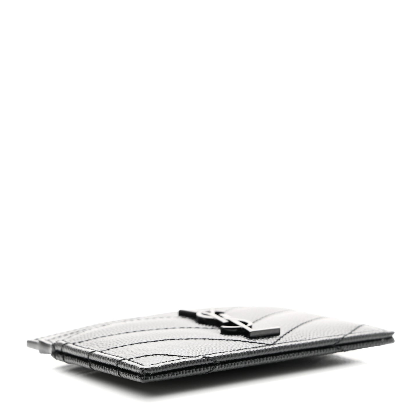 Grain De Poudre Matelasse Chevron Monochrome Monogram Credit Card Case Black