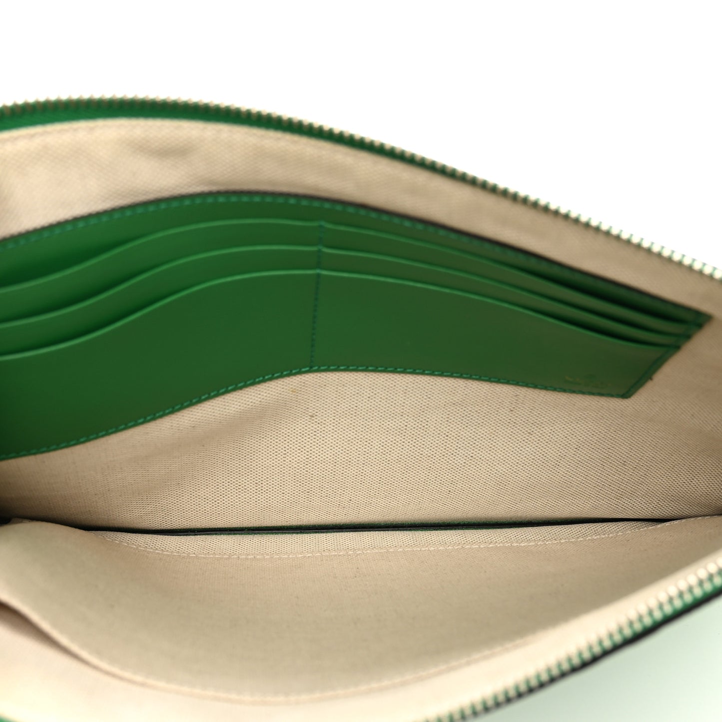 Calfskin GG Tennis Embossed Wristlet Pouch New Shamarock