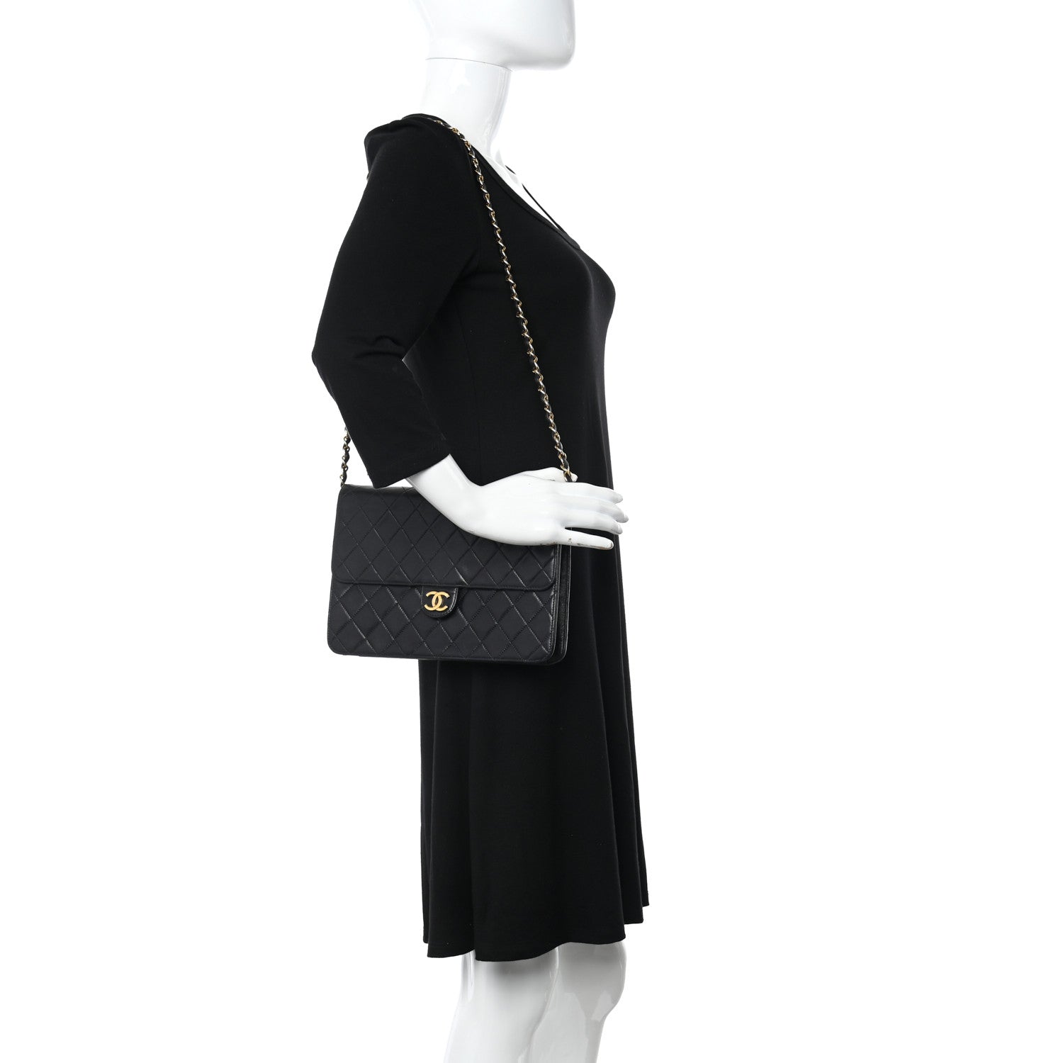 Chanel Lambskin Quilted Jumbo Single Flap Black 2 of 10