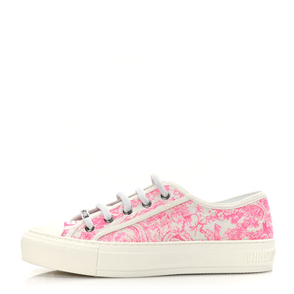 Christian Dior Canvas Fluo Toile De Jouy Embroidered Womens Walk'N'Dior Low Top Sneakers 37 White Fuchsia 1 of 8