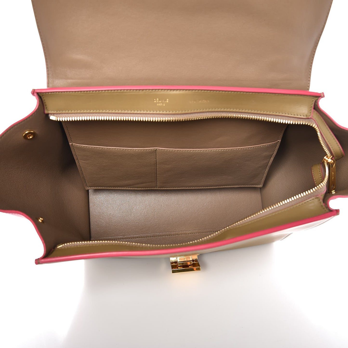 Smooth Calfskin Small Bi-Color Trapeze Taupe Fuchsia