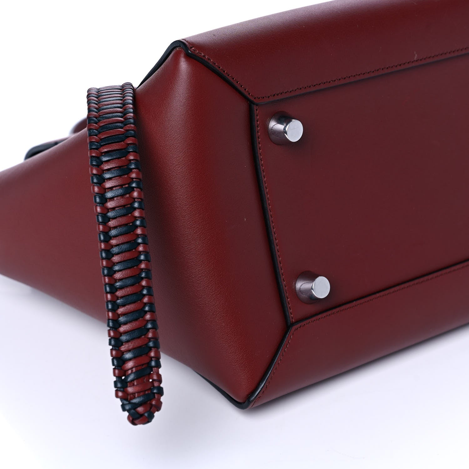 Celine Smooth Calfskin Micro Bi-Color Braided Belt Bag Red Wood 9 of 11