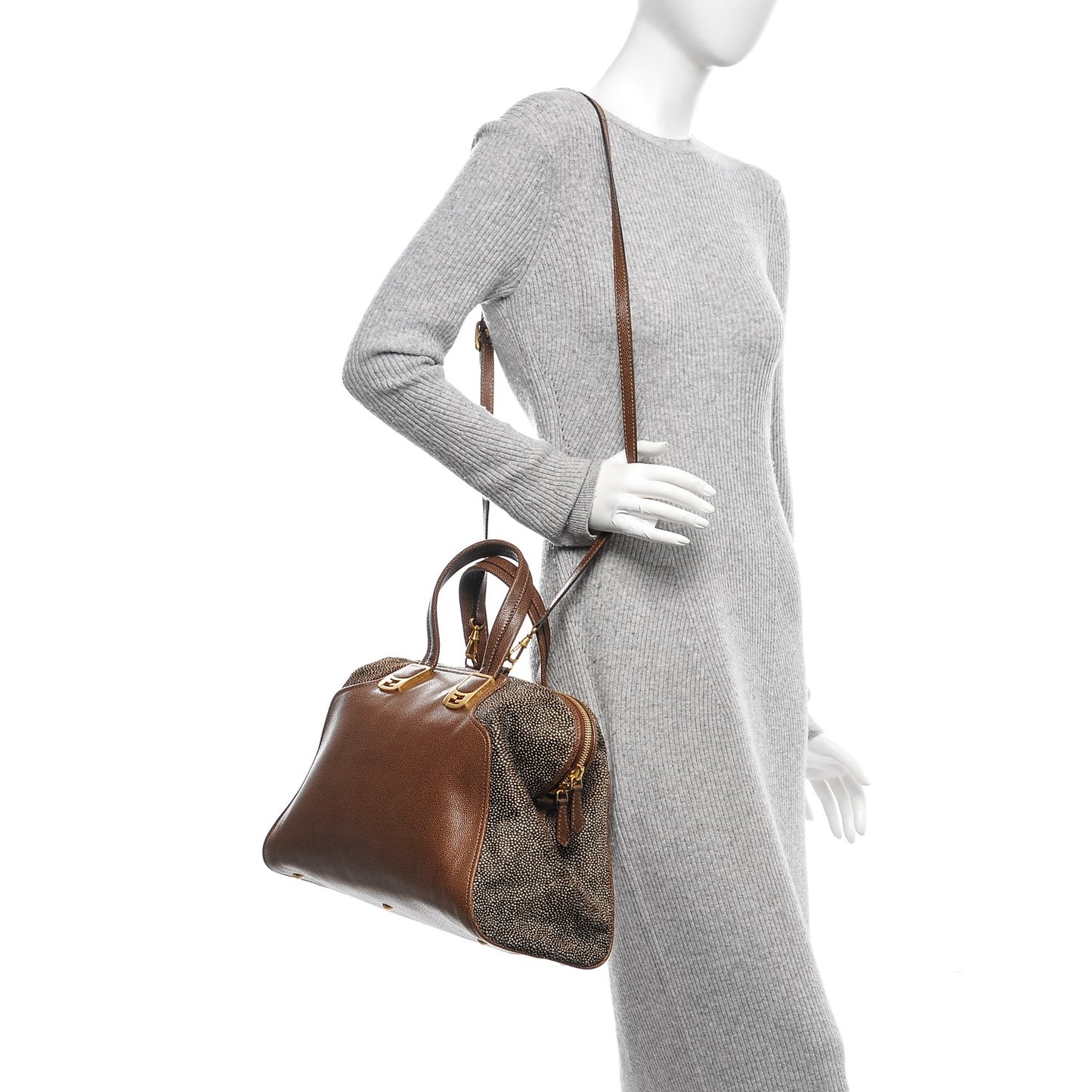 Calfskin Calf Hair Large Chameleon Tote Brown