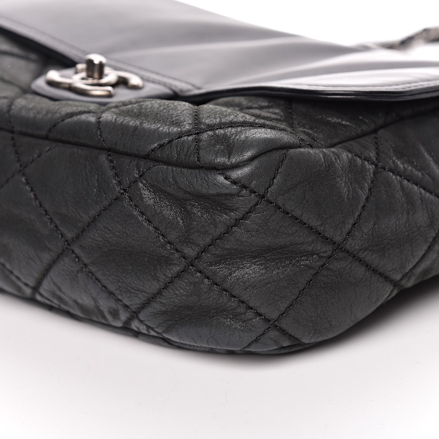 Iridescent Calfskin Medium In the Mix Flap Black