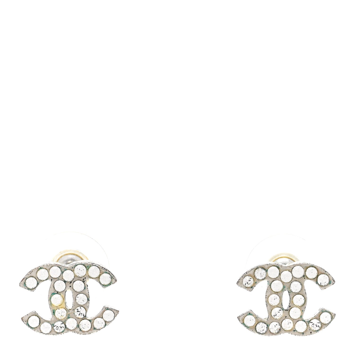 Chanel Crystal CC Earrings Silver 1 of 6
