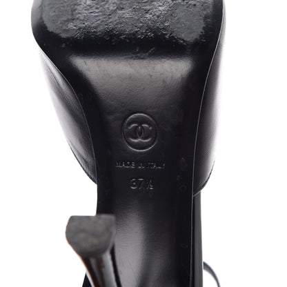 Chanel Patent Cap Toe Chain Ankle Strap Pumps 37.5 Black 7 of 10