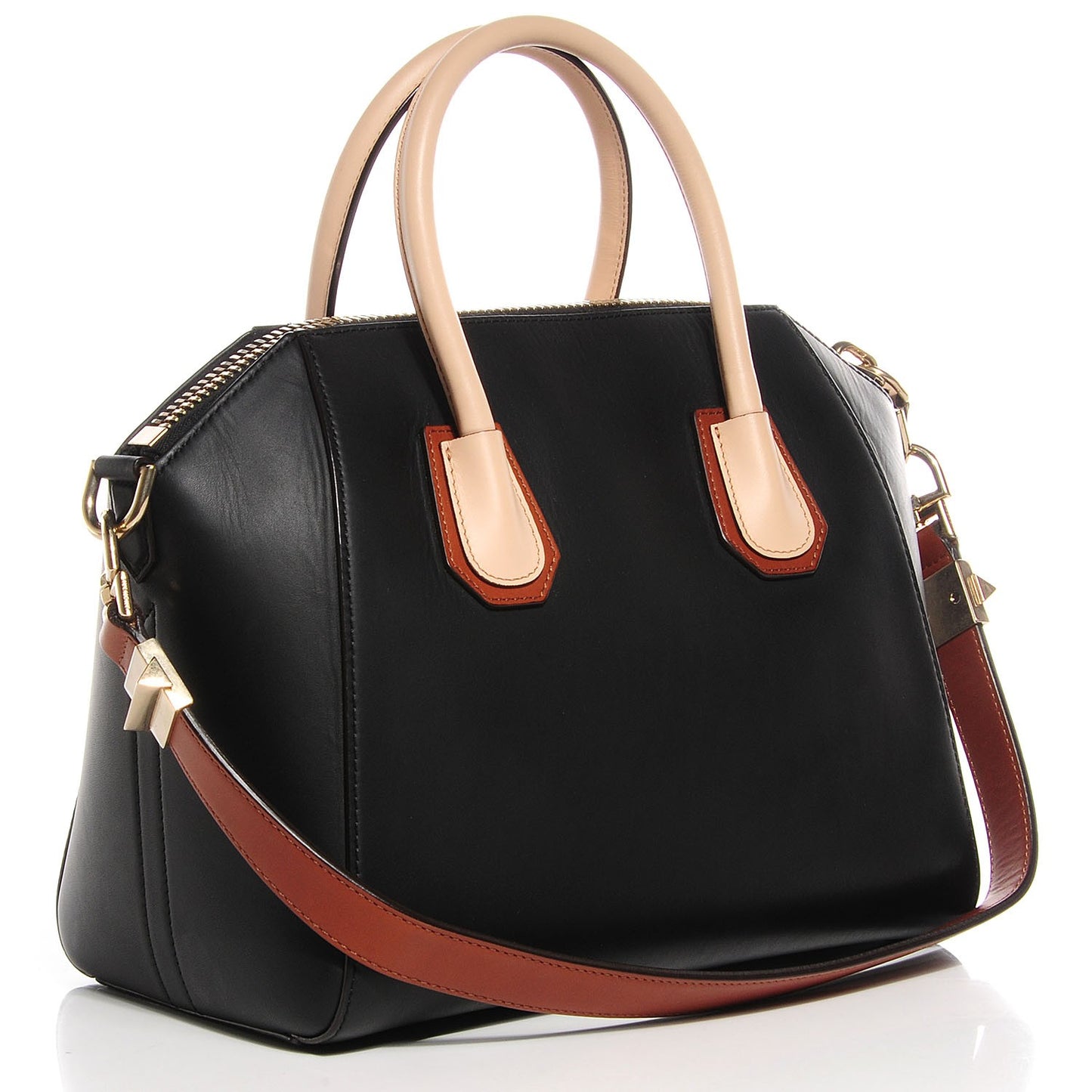 Calfskin Small Scuba Tri-Color Antigona Black Nude Brown