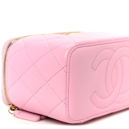 Chanel Lambskin Quilted Small Top Handle Vanity Case With Chain  Lilac Light Green 9 of 11