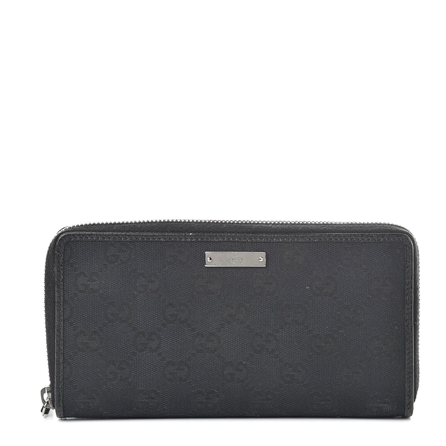 Monogram Metal Bar Zip Around Wallet Black