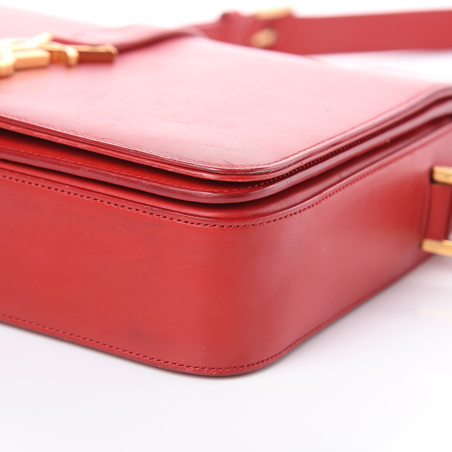 Saint Laurent Smooth Calfskin Medium Classic Monogram Universite Bag Red 8 of 19