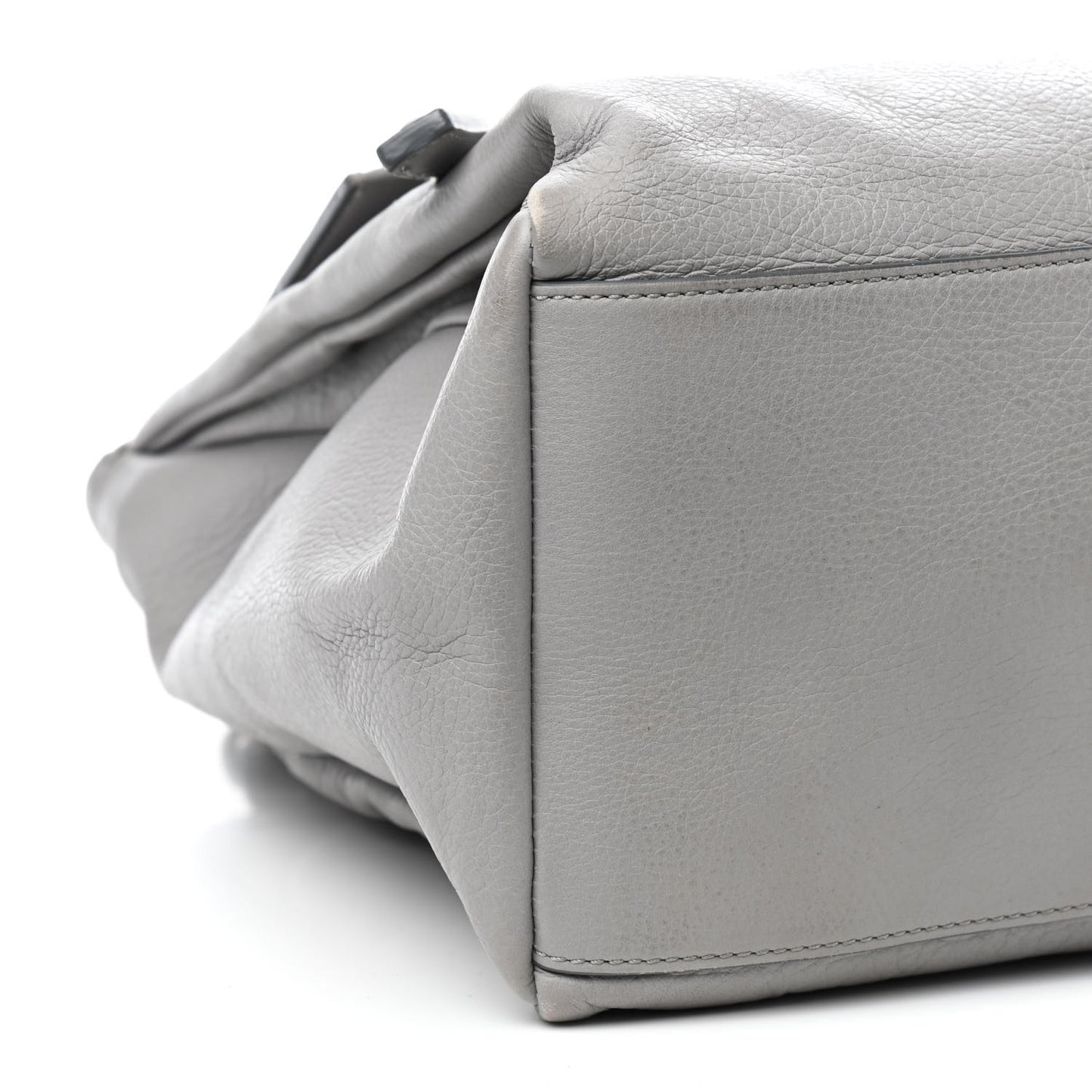 Grained Calfskin Medium Pandora Pure Flap Bag Pearl Grey
