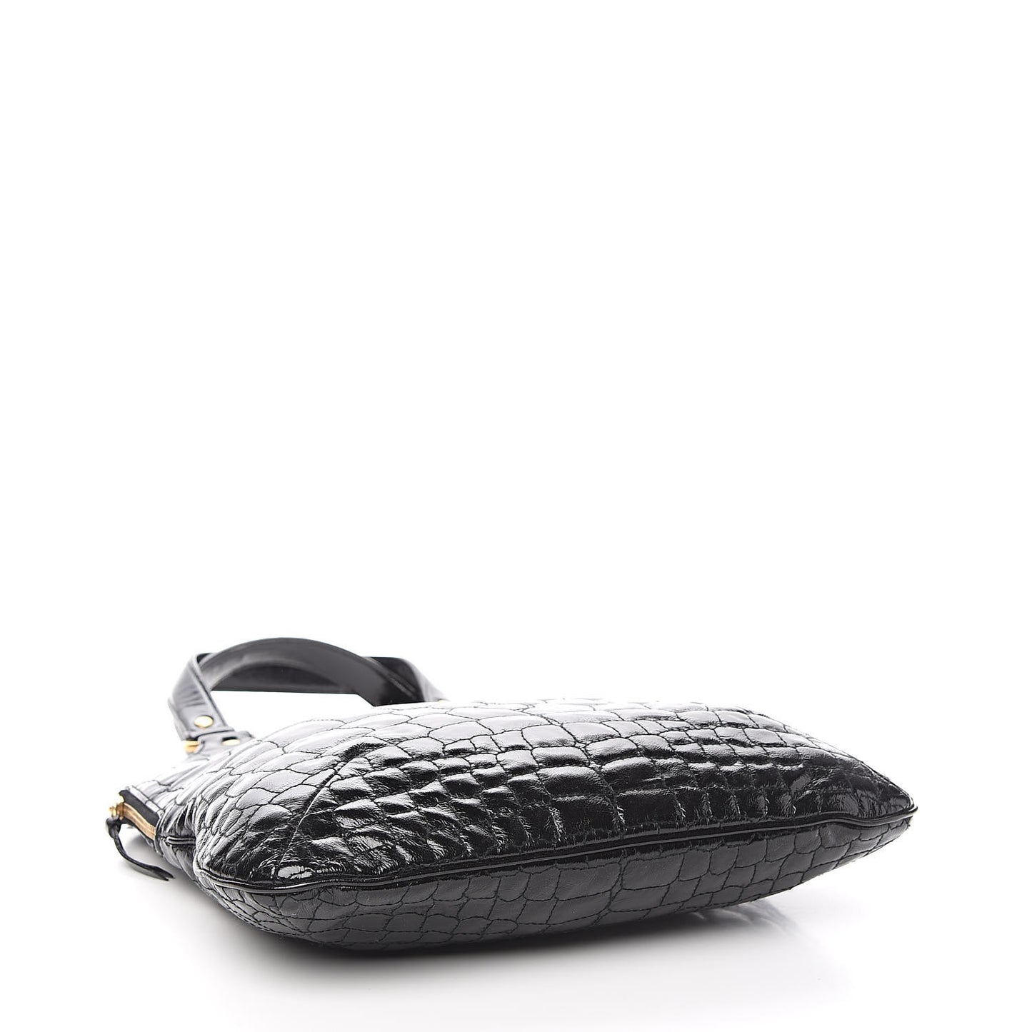 Patent Crocodile Embossed Tribute Tote Black