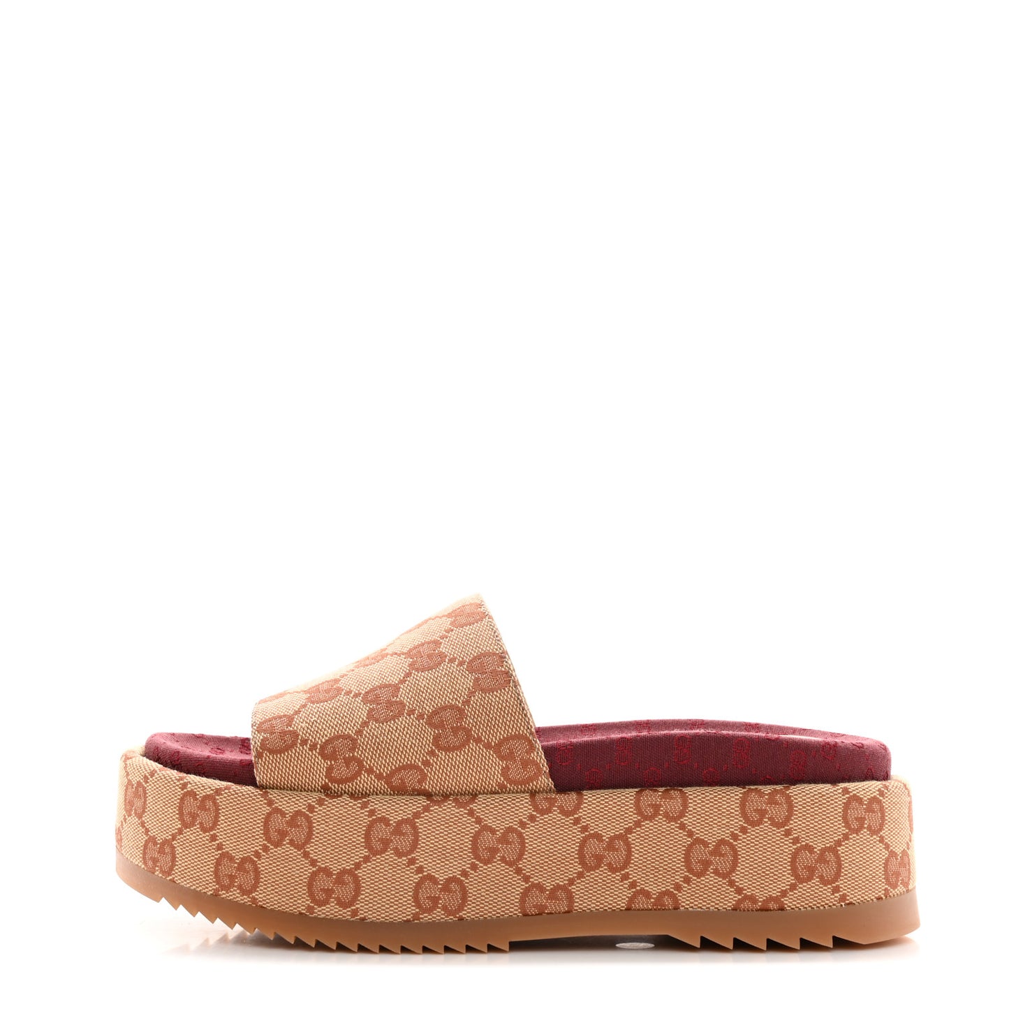 Canvas GG Monogram Angelina Platform Slide Sandals 35 Beige Ruggine